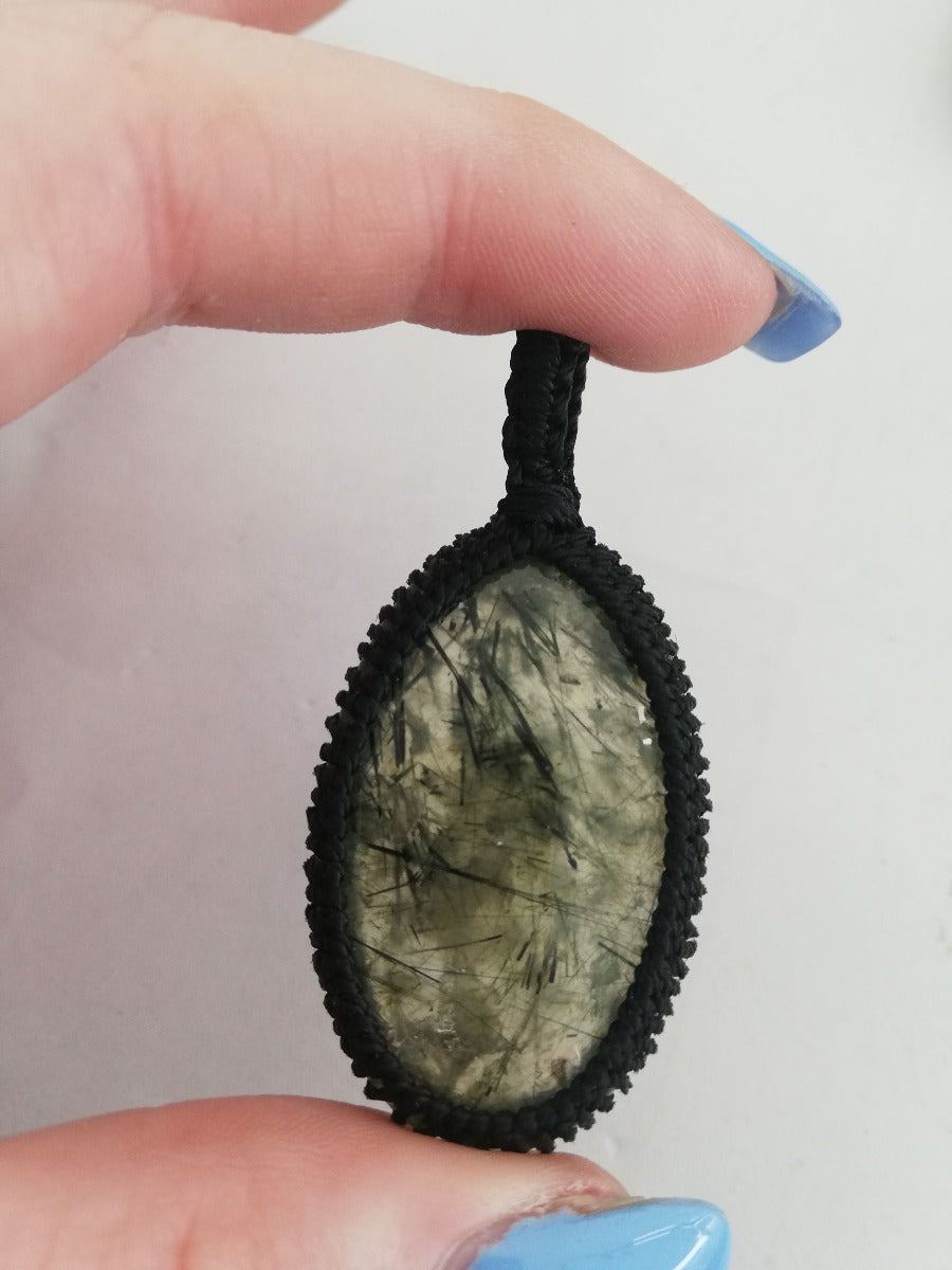 Macrame Pendant - Prehnite Macrame Pendant - Prehnite